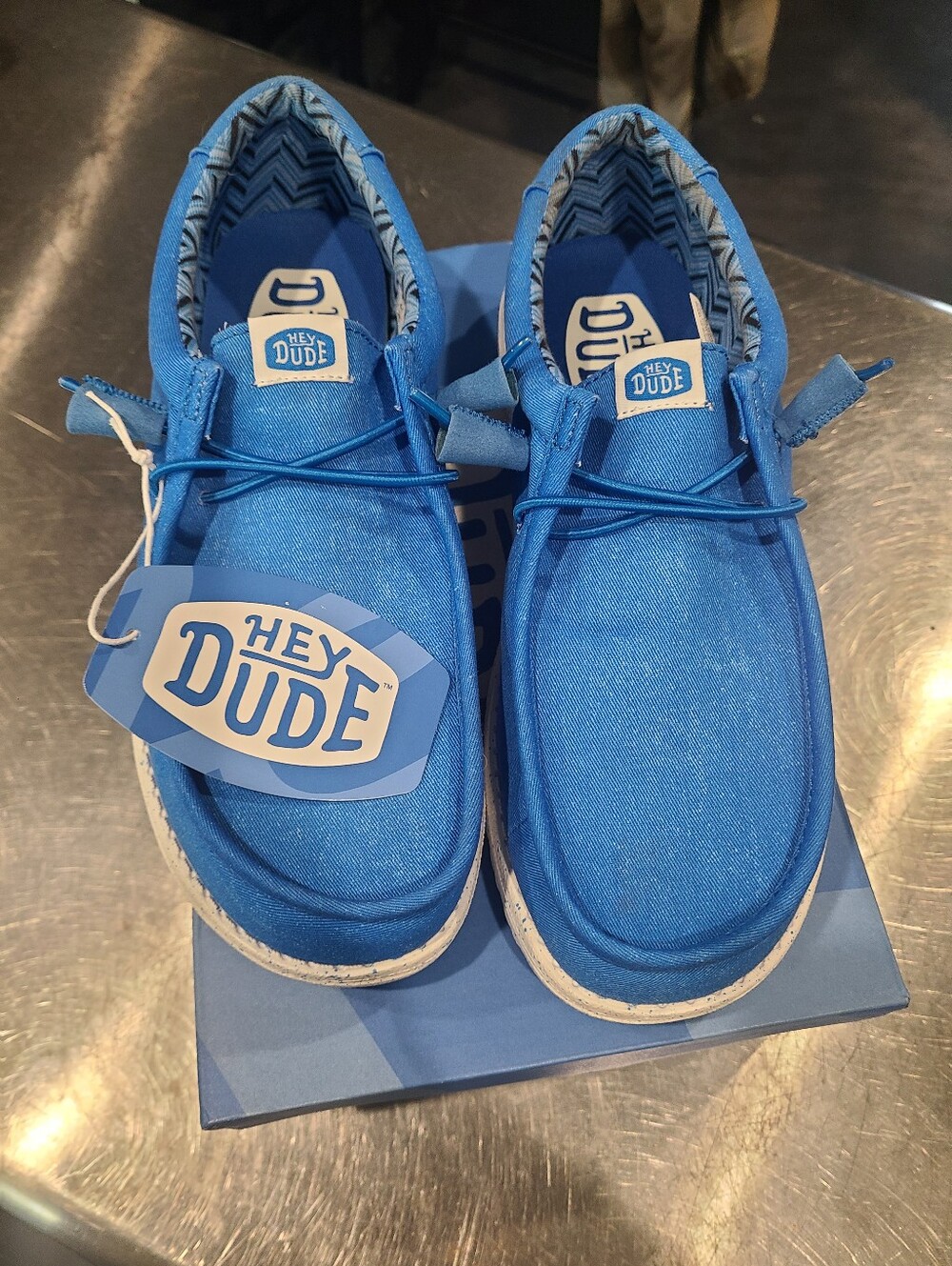 Hey Dude Mens 8 Or Womens 9 & 1/2 Blue Canvas Slip-Ons, NWT never Worn!